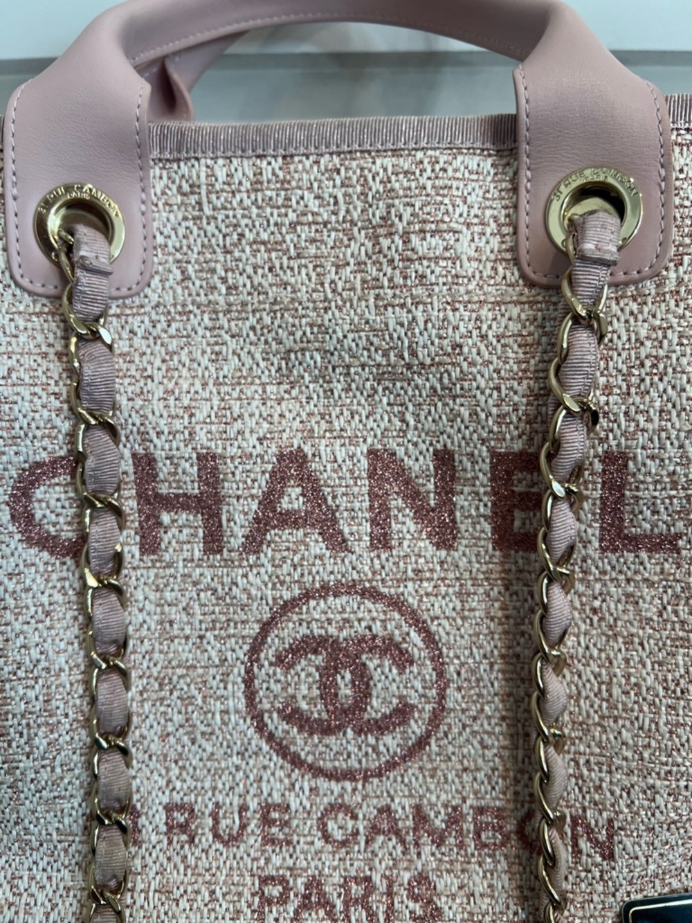 Chanel pink deauville with top handle tote bag - Picture 4 of 12